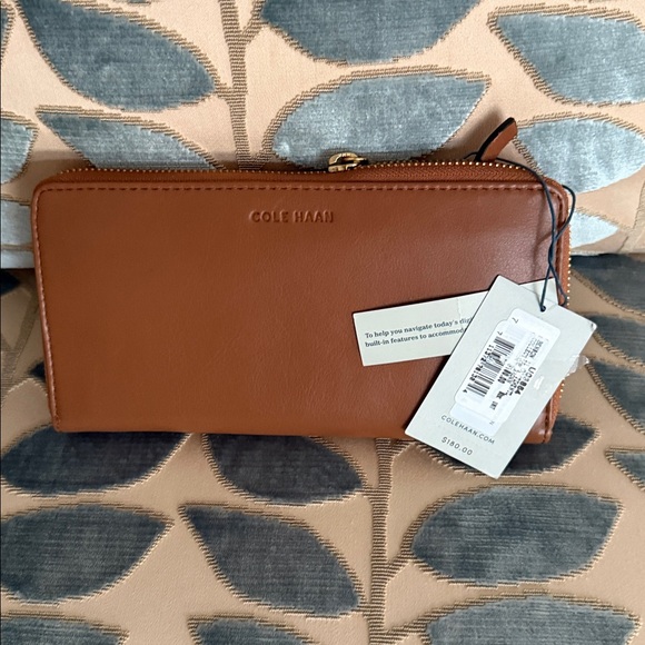 Cole Haan Women's Tan Leather Zip Around Wallet - Picture 4 of 6
